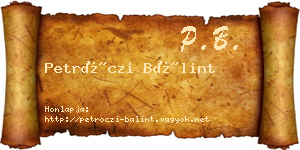Petróczi Bálint névjegykártya