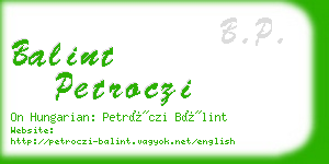 balint petroczi business card